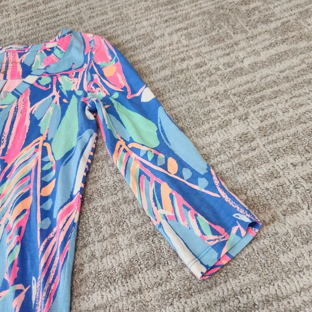 Lilly Pulitzer womens Ali Dress Out To Sea Pima Cotton 3/4 sleeve size XXS - Picture 6 of 9